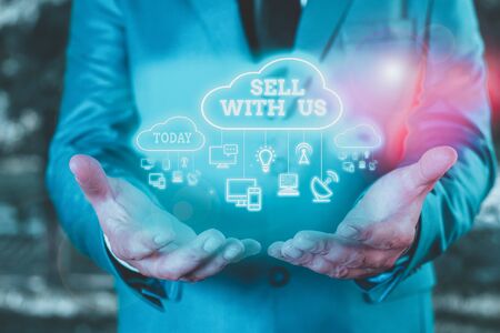 Word writing text Sell With Us. Business photo showcasing Online selling platform looking for seller...