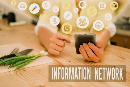Conceptual hand writing showing Information Network. Concept meaning computers were linked together to share informationの写真素材
