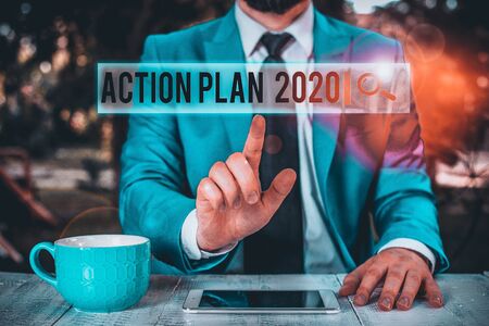Handwriting text writing Action Plan 2020. Conceptual photo to do list contain number of things be...