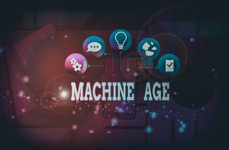 Handwriting text Machine Age. Conceptual photo period of development of new technology and industrial processesの写真素材