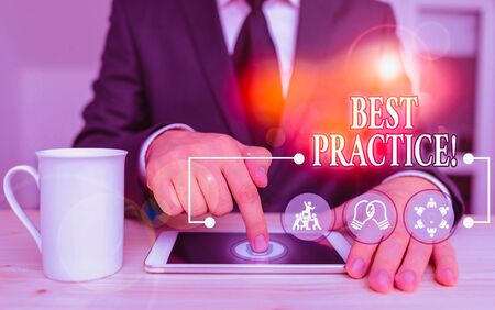 Handwriting text Best Practice. Conceptual photo commercial procedures accepted prescribed being correctの写真素材