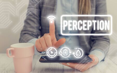 Text sign showing Perception. Business photo text individuals organize and interpret their sensory impressionsの写真素材