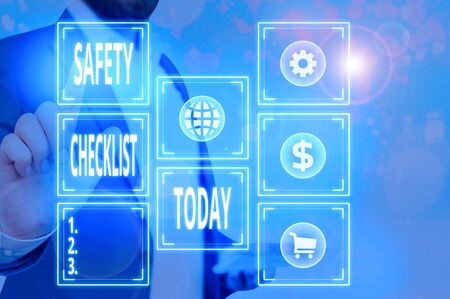 Word writing text Safety Checklist. Business photo showcasing list of items you need to verify, check or inspectの写真素材
