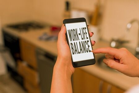 Conceptual hand writing showing Work Life Balance. Concept meaning time allocated for work and...