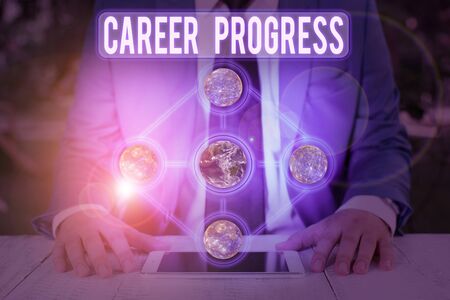 Word writing text Career Progress. Business photo showcasing positions an employee moves on one by one as he growsの写真素材