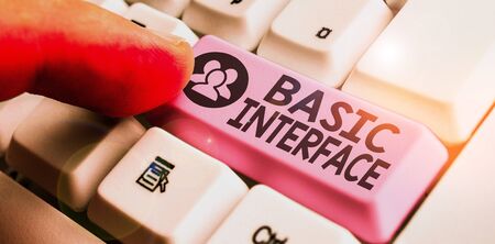 Writing note showing Basic Interface. Business concept for boundary across which two independent...