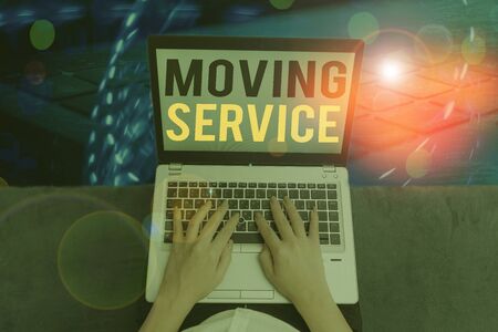 Handwriting text Moving Service. Conceptual photo help moves the possessions from one site to...