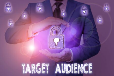Word writing text Target Audience. Business photo showcasing identified as the intended recipient of an advertisementの写真素材