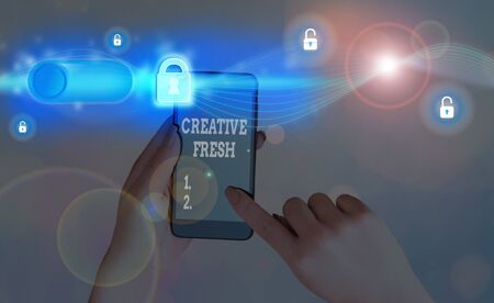 Word writing text Creative Fresh. Business photo showcasing way of looking at situations from a fresh perspectiveの写真素材