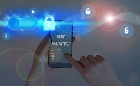 Word writing text Debt Valuation. Business photo showcasing process of determining the current worth of an assetの写真素材