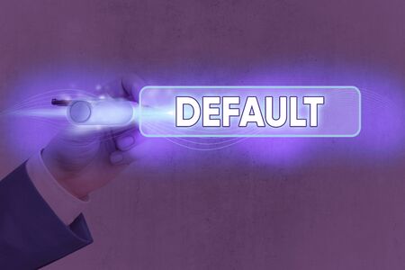 Conceptual hand writing showing Default. Concept meaning Failure to fulfill an obligation, especially to repay a loanの写真素材