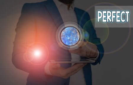 Writing note showing Perfect. Business concept for Having all required desirable elements qualities characteristicsの写真素材