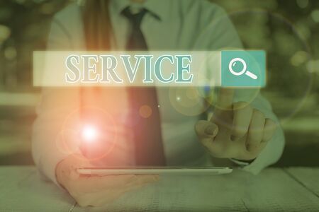 Text sign showing Service. Business photo text valuable action or effort performed to satisfy or fulfill a deanalysisdの写真素材