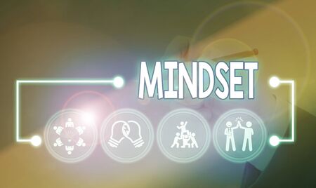 Word writing text Mindset. Business photo showcasing the mental and emotional attitude that focuses on bright sideの写真素材
