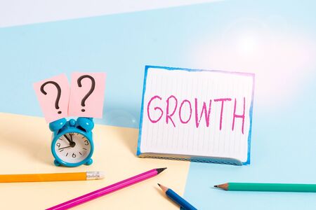 Word writing text Growth. Business photo showcasing process of increasing in size or juice Getting...