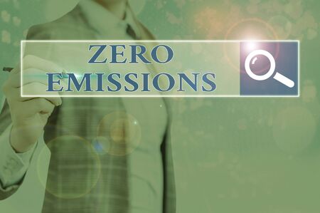 Writing note showing Zero Emissions. Business concept for emits no waste products that pollute the environmentの写真素材