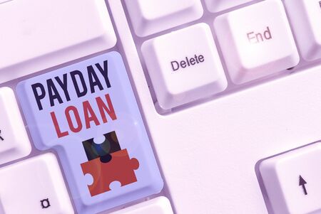 Writing note showing Payday Loan. Business concept for Something lent or furnished on condition being returnedの写真素材