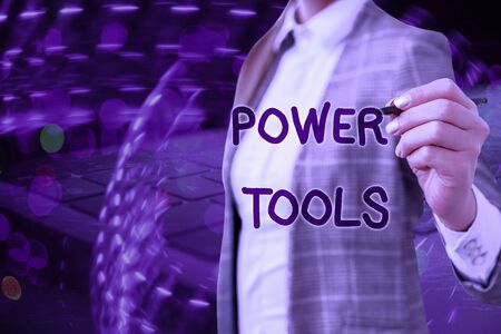Writing note showing Power Tools. Business concept for tool that is actuated by additional power source and mechanismの写真素材