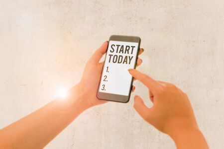 Text sign showing Start Today. Business photo showcasing to begin doing something Make something begin by doing somethingの写真素材