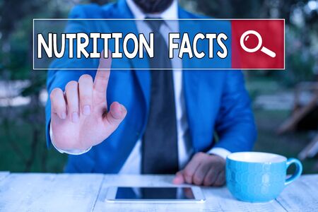 Writing note showing Nutrition Facts. Business concept for detailed information about a food s is nutrient contentの写真素材