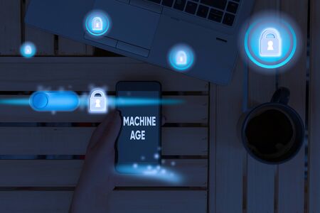 Word writing text Machine Age. Business photo showcasing period of development of new technology and...