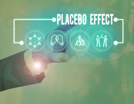 Text sign showing Placebo Effect. Business photo showcasing a beneficial effect produced by a placebo drug or treatmentの写真素材