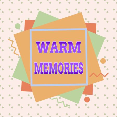 Conceptual hand writing showing Warm Memories. Concept meaning Something that you remember with pleasure Sweet reminiscences Asymmetrical format pattern object outline multicolor designの写真素材