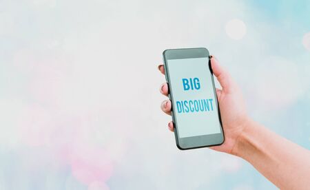 Text sign showing Big Discount. Business photo showcasing a large or greater than usual reduction in price Special offerの写真素材