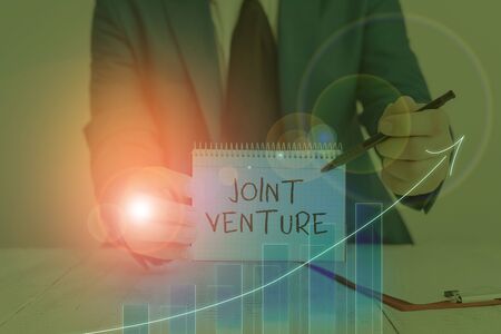 Word writing text Joint Venture. Business photo showcasing New firm formed to achieve exact objectives of a partnershipの写真素材