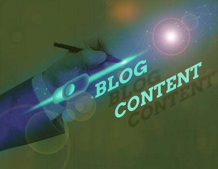 Text sign showing Blog Content. Business photo showcasing Posts on one continuous streaming page or...