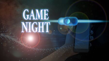 Text sign showing Game Night. Business photo showcasing usually its called on adult play dates like poker with friendsの写真素材