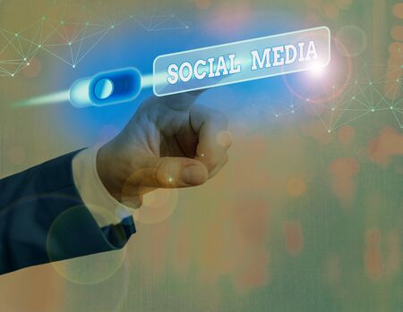Word writing text Social Media. Business photo showcasing collective of online communications...