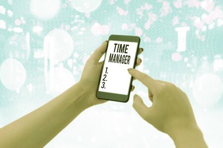 Text sign showing Time Manager. Business photo showcasing process of planning and exercising conscious control of timeの写真素材