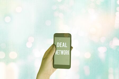 Text sign showing Deal Network. Business photo showcasing platform for secure document sharing and collaborationの写真素材