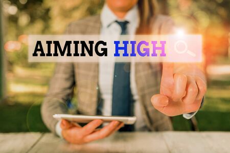 Handwriting text Aiming High. Conceptual photo a result that your plans or actions are intended to achieveの写真素材