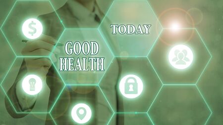 Writing note showing Good Health. Business concept for state of being vigorous and free from bodily or mental diseaseの写真素材