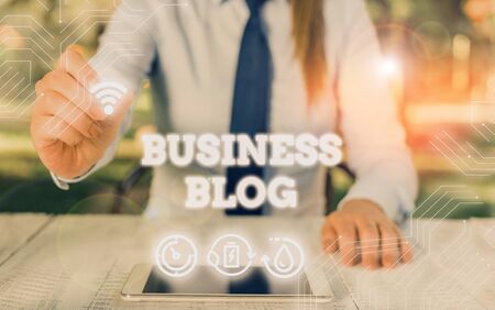 Writing note showing Business Blog. Business concept for Devoted to write about subject matter related to the companyの写真素材