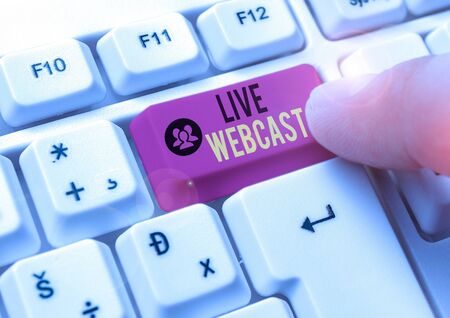 Conceptual hand writing showing Live Webcast. Concept meaning the process of video broadcasting live over the internetの写真素材