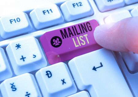 Conceptual hand writing showing Mailing List. Concept meaning list of showing who subscribe to a periodic mailing distributionの写真素材