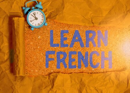 Handwriting text writing Learn French. Conceptual photo get knowledge or skill in speaking and writing French languageの写真素材