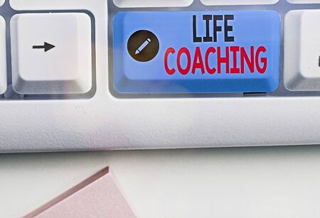 Writing note showing Life Coaching. Business concept for demonstrating employed to help showing attain their goals in careerの写真素材