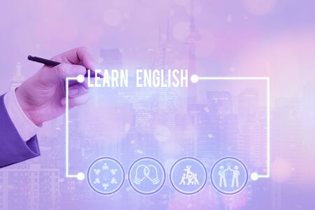 Word writing text Learn English. Business photo showcasing gain acquire knowledge in new language by studyの写真素材