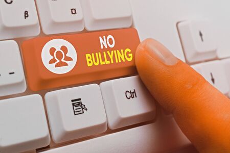 Text sign showing No Bullying. Business photo text stop aggressive behavior among children power imbalanceの写真素材