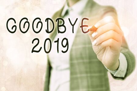Word writing text Goodbye 2019. Business photo showcasing expressing good wishes during parting at the end of the yearの写真素材