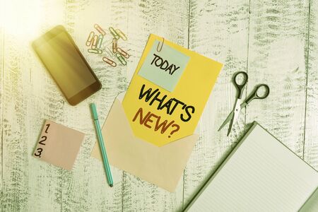 Word writing text Whats New Question. Business photo showcasing when you ask someone about his...