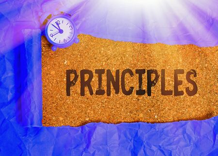 Text sign showing Principles. Business photo text fundamental truth that serves as the base for a...