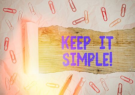 Text sign showing Keep It Simple. Business photo text ask something easy understand not go into too much detailの写真素材