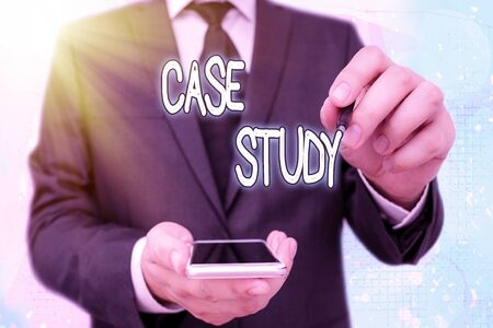 Handwriting text Case Study. Conceptual photo man and a specific research design for examining a problemの写真素材