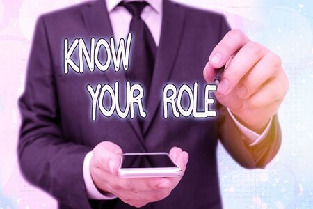 Handwriting text Know Your Role. Conceptual photo end acting outside who you actually are Play your positionの写真素材