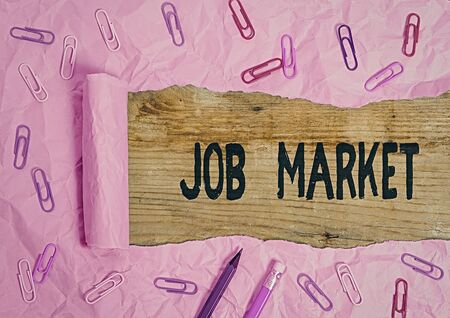 Writing note showing Job Market. Business concept for group of individuals seeking employment within an economyの写真素材